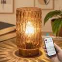 Rechargeable Battery Lamp with Remote Timer, Aesthetic Cordless Table Lamp Stepless Dimming Decorative Bedside Lamp for Accent Home Decor Entryway/Office/Shelf Amber