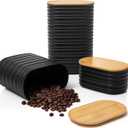 Mixpresso 3 Piece Black Canisters Sets For The Kitchen, Airtight Plastic Canister With Bamboo Lid, Coffee And Sugar Canister Set, Decorative Sugar Container, Kitchen Decor For Counter