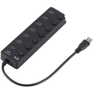 USB 3.0 HUB Splitter 7 Ports with On/Off Switches High Speed 5Gbps Micro Multiple USB Port Expander for PC Computer