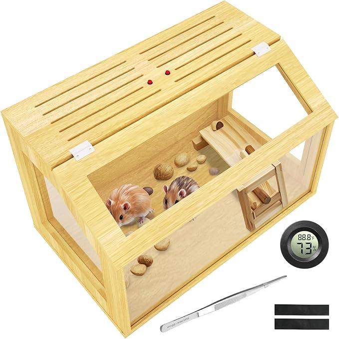 40" Large Hamster Cage, Chewproof Gerbil Cages and Habitats, Openable Top Roof Window with Silencing Pad, Wooden Guinea Pig Cage for Small Animals, Dwarf and Syrian Hamster, 40 x 20 x 20 Inches