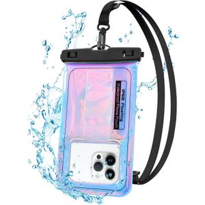 Waterproof Phone Pouch Floating, IPX68 Waterproof Phone Case with Lanyard for iPhone 17 16 15 14 Pro Max Samsung S26 S25 S24, Up to 7 Inch, Beach Vacation Essentials, Dazzling Purple