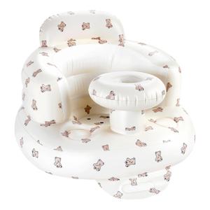Inflatable Baby Seat with Tray, Comfortable Sit Me Up Floor Seat for Baby Learning to Sit, Portable Built in Air Pump Blow Up Baby ChairSitting Support Infant Chair for 3 Months Up (Bear Cub)