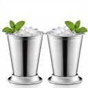 2 Pcs Mint Julep Cups, 12oz Stainless Steel Julep Cup, Classic Vintage Metal Cup for Cocktails, Iced Coffee, Whiskey, BPA-Free & Dishwasher Safe (Silver)