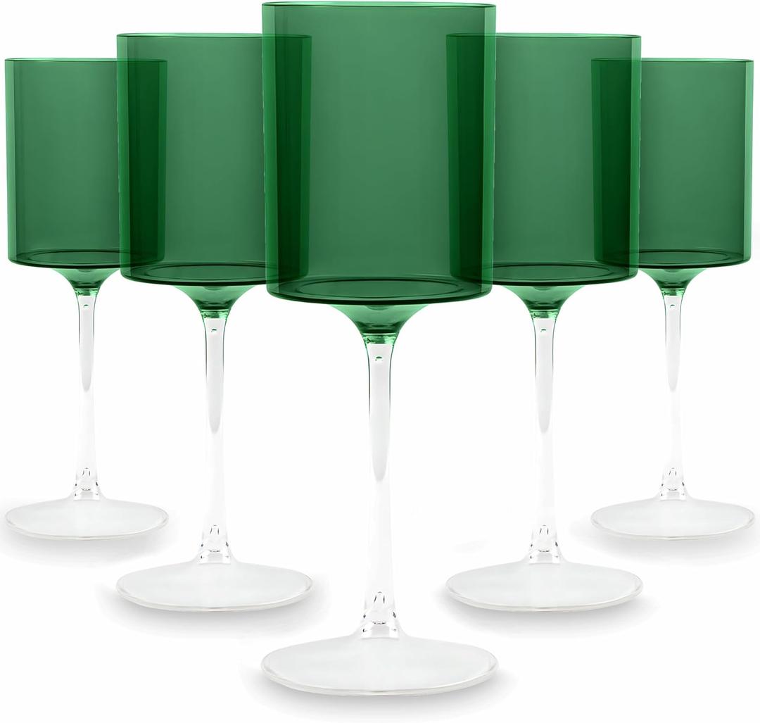 Bluesky Green & Clear Two-Tone Glass Set - 14 Oz (5 Pieces) - Elegant, Sophisticated Design for Upscale Events & Unforgettable Moments Ideal for Tasting, Celebrations, and Gifting