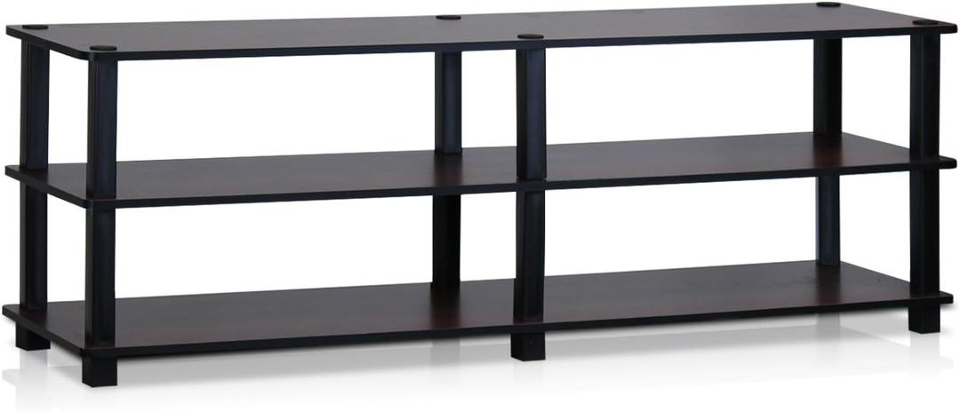 Furinno Turn-S-Tube No Tools 3-Tier Entertainment TV Stands, Dark Cherry and Black