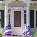 Halloween Giant Friendship Bracelet Garland Jumbo Happy Halloween Banner with Foam Circles Plastic Balls for Birthday Party Decorations Supplies Indoor Outdoor(Blue and Purple)