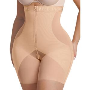 FeelinGirl Shapewear Shorts Underwear Butt Lifting Panties High Waist Tummy Control Compression Shorts for Women (Small, Khaki)