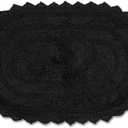 DII Crochet Collection Reversible Bath Mat, Small Oval, 17x24, Black