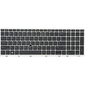 Replacement Keyboard for HP EliteBook 850 G5 850 G6 755 G5, Zbook 15u G5 & Zbook 15u G6 Laptop, HP Elitebook 850 G6 Keyboad with Silver Frame wih Backlit with Point US Layout