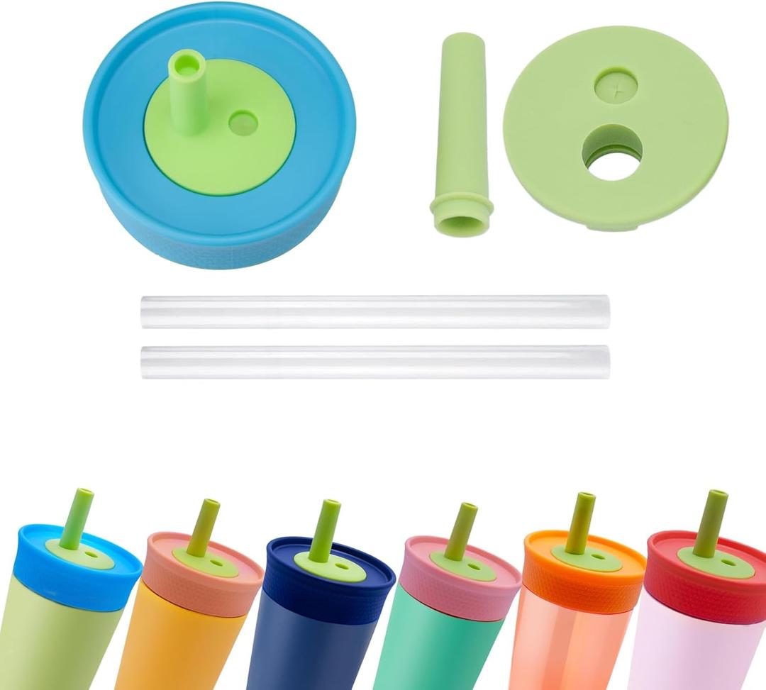2Pack Silicone Straw Replacement for Owala Water Bottle & Tumbler, Leak-Proof Food Grade Kids Straw, Removable Replacement Lid Part, Dish Washer Safe, Make Kids Love Drinking (Light Green)