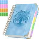 QIYVLOS Hardcover Spiral Notebook, A5 Journal with Removable Dividers Tabs, 5 Subject Notebook College Ruled, 320 Pages 6"x8" Leather Notebooks for Work School Study, Lined Journal for Women, Blue