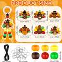 WZSTNBLA 577 Pcs Thanksgiving Turkey Beaded Craft Thanksgiving Wooden Keychain Kit Mixed DIY Thankful Turkey Beaded Key Chain Making Craft Make Your Own Key Chains for Thanksgiving Party Supply
