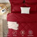 CozyLux Queen Comforter Set Dark Red - Bed in a Bag Queen Size 7 Pieces, Luxury Soft Bed Set for All Seasons, Bedding Set with Down Alternative Comforter, Sheets, Pillowcases & Shams