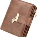 Small Wallets for Women Rfid Blocking Leather Bifold Credit Card Holder Ladies Wallet Zipper Pocket with ID Window