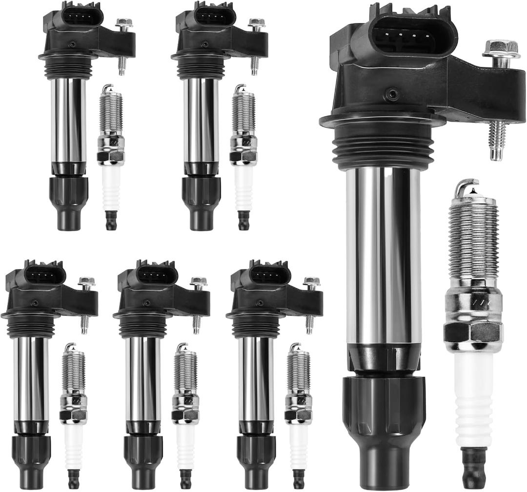 Ignition Coil and Iridium Spark Plugs Compatible with Chevy Impala Malibu Equinox Traverse Colorado & GMC Canyon Acadia Terrain & Cadillac ATS XTS CTS SRX & Buick Enclave & Saturn/Suzuki, UF569+90198