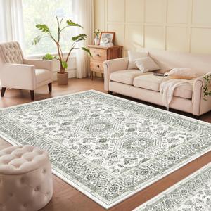 6x9 Area Rugs Clearance Washable Rug 6x9 Moroccan Living Room Rugs 6x9 Rugs for Bedroom Ultra Soft Low Pile Non Slip Large 6x9 Washable Area Rug for Living Room Dining Room Playroom Easy to Clean