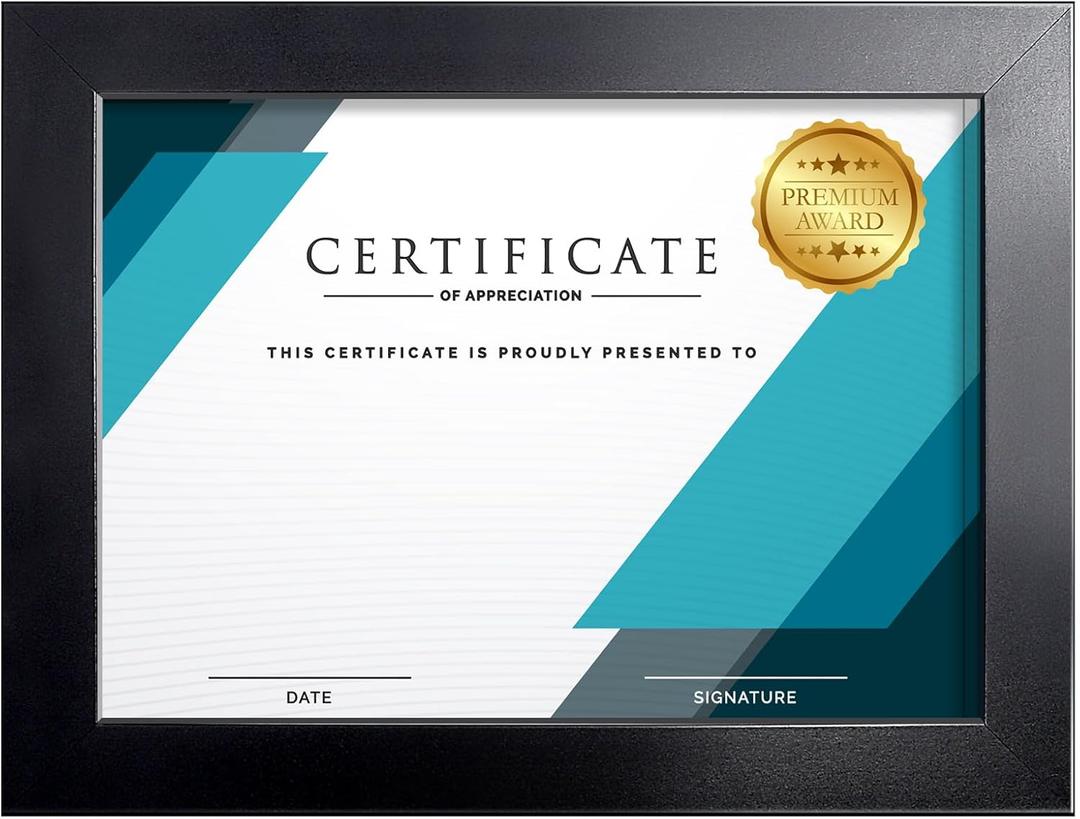 LaVie Home 8.5x11 Picture Frame, 11L x 8.5W Frame Display Pictures 6x8 with Mat or 8.5x11 Without Mat, Stable and Sturdy Black Frame and Polished Plexiglass, Horizontal and Vertical Format of The Walls