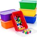 GAMENOTE Colored Plastic Storage Bins with Lids, Stackable Containers,Toy Storage Organizer - 5 Qt 6 Pack-Small Tubs,Tote Box for Classroom, Kids, Sorting (127.25.1 in) (Multicolor)
