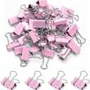 50 Pack Medium Pink Binder Clips 1 Inch (25 mm), Colored Paper Clamps, Middle Size Paper Clips for Office Home School Business 1"
