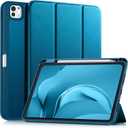 Akkerds for iPad Pro 11 Inch Case (M5/M4) 2025/2024 6th/5th Generation with Pencil Holder, for iPad Pro Case 11 Inch with Trifold Stand Protective Cover/Soft TPU Back, Auto Wake/Sleep, Peacock Blue