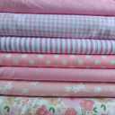 7Pcs 20" x 20" Cotton Fabric DIY Making Supplies Quilting Patchwork Fabric Fat Quarter Bundles DIY for Quilting Cotton Patchwork Cushions (Mix Pink, 9.8"*9.8"(25cm*25cm))