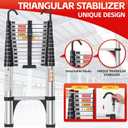 DEZEX 16.5FT Telescoping Ladder, Lightweight Extension Ladder with 2 Triangle Stabilizers & 2 Hooks, Dual Locking Mechanism Design Collapsible Telescopic Ladder for Home, Outdoor, RVs