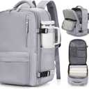 VGCUB Large Travel Backpack Bag for Women Men,Carry on Backpack,17 Inch Laptop Business Work Waterproof Backpack with Laptop Compartment,Person Item Flight Approved,Mochila de Viaje,Grey Large
