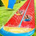 JAMBO 24Ft XL Slip Splash and Slide and 2 Bodyboards, Heavy Duty Lawn Water Slide, Summer Water Toy with Sprinkler for Backyard Outdoor Water Fun n Toys for Kids, Splash Mat Splash Pad
