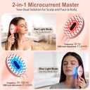 3-in-1 Electric Scalp Massager with Hair Oil Applicator, Red & Blue Light Modes, Vibrating Massage Tool for Scalp/Face/Body Relaxation, Portable Scalp Massager Brush for Travel (Rose Gold)