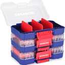 WORKPRO Small Parts Organizer 3 Pieces, Portable Stackable Hardware Storage Case with Removable Dividers, Clear Lid Tool Box Organizer for Screws, Bolts, Nails, Craft Supplies and Small Accessories