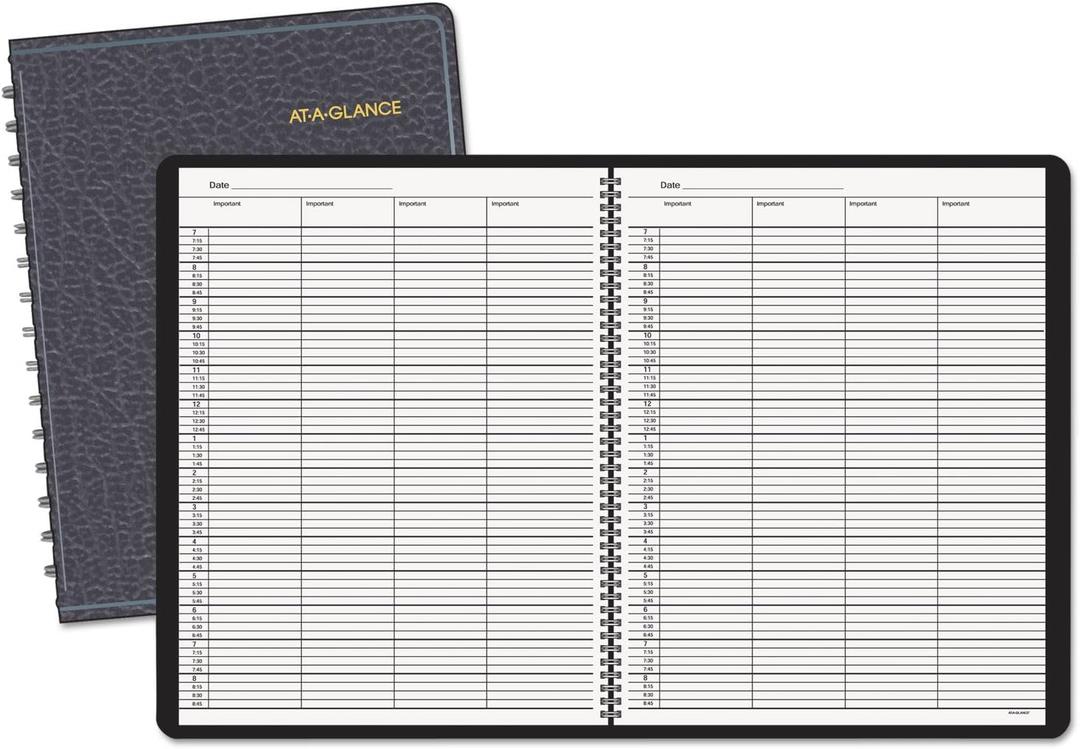 AT-A-GLANCE 8031005 Four-Person Group Undated Daily Appointment Book, 8 1/2 x 10 7/8, Black