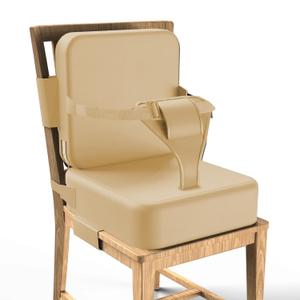 Toddler Booster Seat for Dining Table,Booster Seat for Kitchen Chair with Extended Straps,2PCS Portable with Safety Buckles,Suitable for Kids Aged 3-12 in Restaurants (Earthy Yellow)