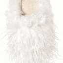 Fuzzy Plush Women's House Slipper Cozy Non-slip Bedroom Slipper for Women Furry Indoor Outdoor House Shoes (White)