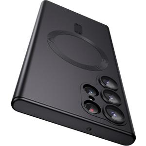 Matte for Samsung Galaxy S22 Ultra Case, Compatible with MagSafe, Slim Thin Magnetic Cover with Built-in Camera Lens Protector Shockproof Phone Shell (Black)