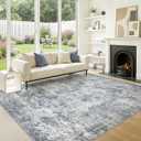 9x12 Area Rugs for Living Room: Washable Large Neutral Abstract Rug Soft Non Slip Stain Resistant Low Pile Indoor Carpet for Bedroom Dining Room Nursery Office Playroom - Blue Grey