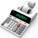 CATIGA 12 Digit Thermal Printing Calculator with Tape Print Out, Ink-Free Adding Machine, 5X Faster Quite at 8.0 LPS, Extra Large Fluorescent Display, Tax Calculation with Clock and Calendar, SP-2401 (White)