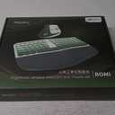 Ergonomic Wireless Keyboard and Mouse Combo with Wrist Rest, Curved Split Keys Clicky 84-Key Membrane Keyboard 6-Key Vertical Mouse Set for Win/Mac/PC/Laptop, AAA Batteries, Mint Green