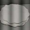 HOMBYS Quilted Placemats Set of 6 Washable Round Placemats for Kitchen Table-100% Cotton Fabric 14 Inch Round Table Mats, Cotton Fabric with Microfiber Filling, (14"x14", Cream White)