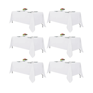 Fitable 6 Pack White Round Tablecloths - 120 Inches in Diameter - Stain Resistant and Washable Table Clothes, Polyester Fabric Table Covers for Wedding, Party, Banquet, Formal Events