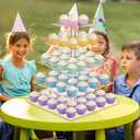 Weddingwish 5 Tier Cupcake Stand, Acrylic Cupcake Tower Stand, Square Tiered Display Stand, Clear Dessert Table Display Stand for Wedding,Birthday,Party