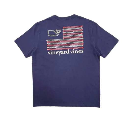vineyard vines Men's Rope Flag Short-Sleeve Tee (L, Navy)