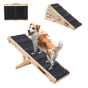2025 Upgraded Adjustable Dog Ramp 34.65" Foldable Wooden Pet Ramp with 5 Heights 10-19.5" – Non-Slip Carpet & Carry Handle for Bed, Couch, Car, and Outdoor Use