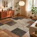 Easy Jute Outdoor Rug 9x12 Rug for Living Room Office, Brown-Orange