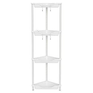 Orimade Rustproof 4 Tier Floor Standing Corner Shower Caddy Organizer, Plastic Metal Splicing Floor Corner Shelf Rack Storage Stands for Bathroom,10.8 x 10.8 x 44.6 inches