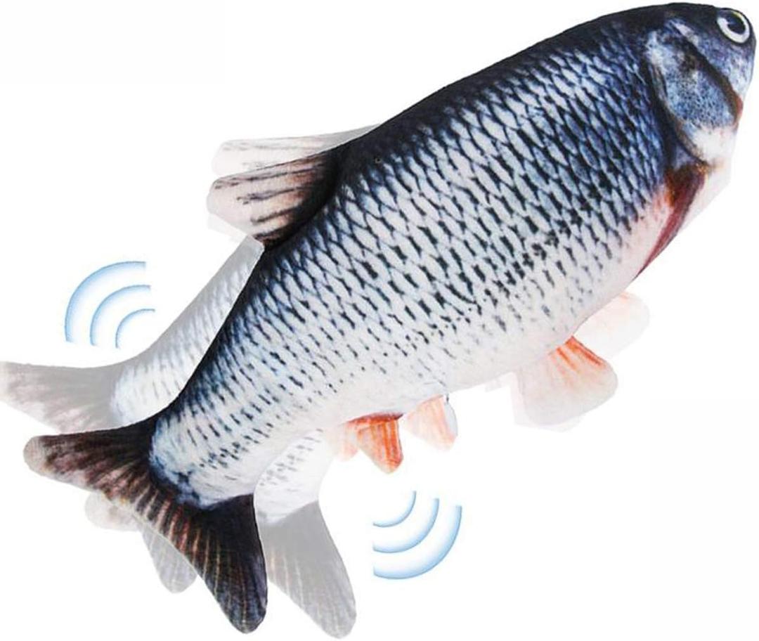 Tocirelo Cat Toys Flopping Fish with Catnip, Moving Cat Toy Interactive for Indoor Cats, Kitten Kicker Floppy Dog Toy, 11" Electric Realistic Plush Wiggle Fish for Kitty Exercise (Carp)