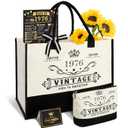 Amosking Birthday Gifts for Women Canvas Tote Bag Travel Gear with Makeup Bag, 43 Centimetres