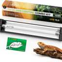 T8 10.0 UVB Reptile Light Fixture Kit 15W 18", with UV Sensor Card