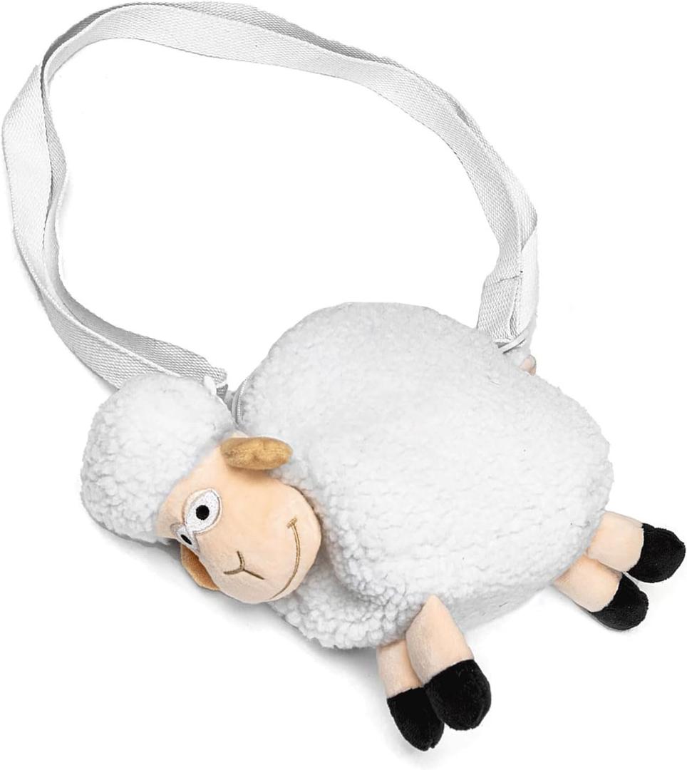 Adult Plush White Sheep Bag Cute Crossbody Bag with Adjustable Shoulder Strap
