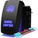 MicTuning LS081502JL Backlit Bumper Lights, Rocker Switch Kit, On/Off LED Light, 20A, 12V, Toggle, Blue