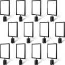 Taiyin 12 Pcs Stanchion Sign Holder Double Sided Sign Frame with Cover Stanchion Top Frames for 8.58 x 12.52 Inches Paper Size for Crowd Control Sentry Stanchions, Black, Iron